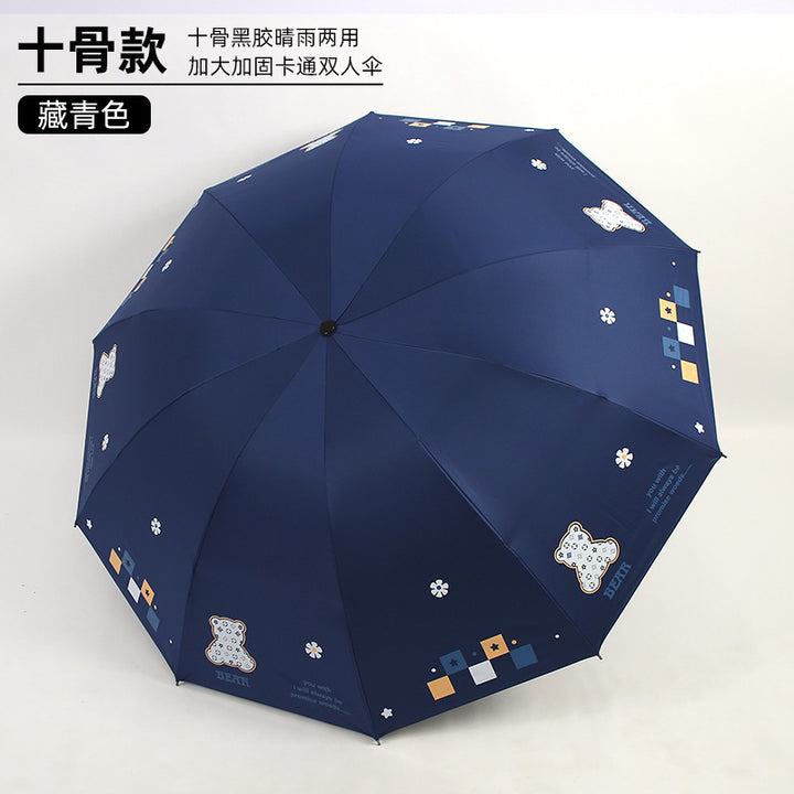 Women's Folding Umbrella with Playful Bear Design Bowlift
