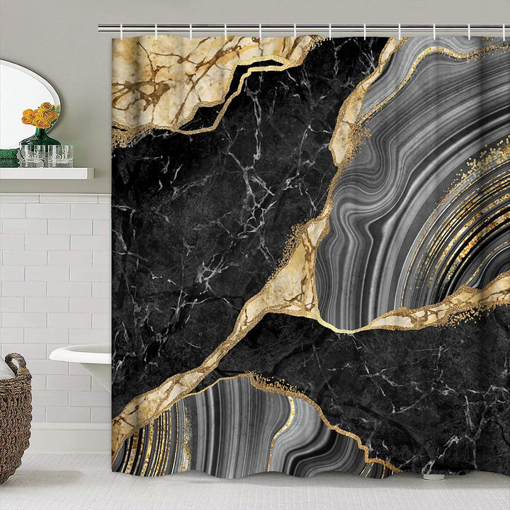 Artistic Marble Texture Shower Curtain Bowlift