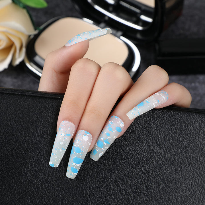 Artistic splatter design artificial nails Bowlift