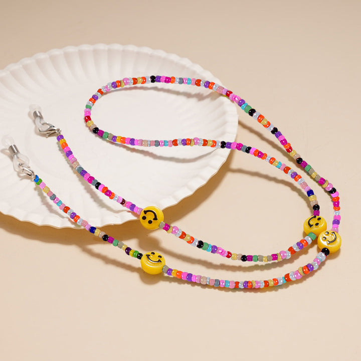 Decorative Smile Beaded Eyewear Chain Bowlift