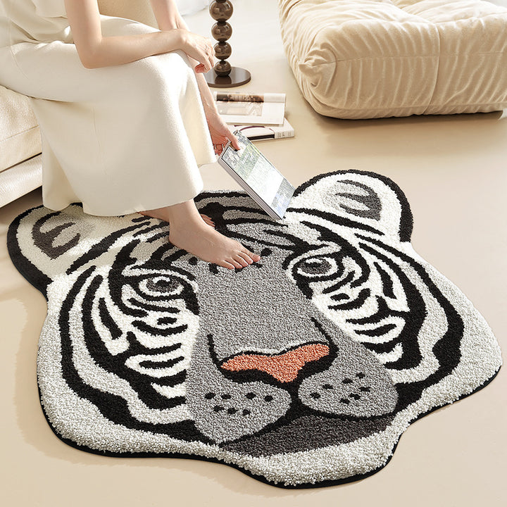 Tiger-Head Shaped Area Rug Bowlift