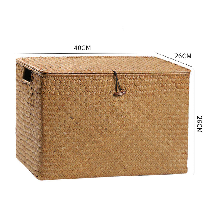 Rectangular Woven Storage Chest with Lid Bowlift