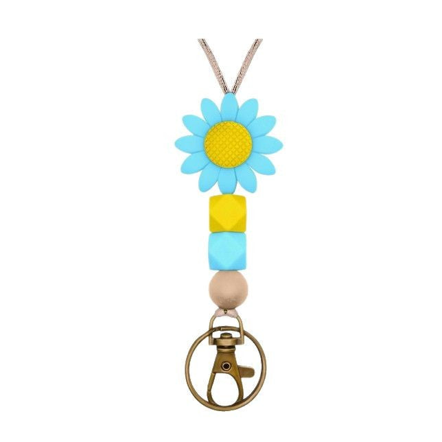 Colorful Flower-Themed Beaded Keychain Holder Bowlift