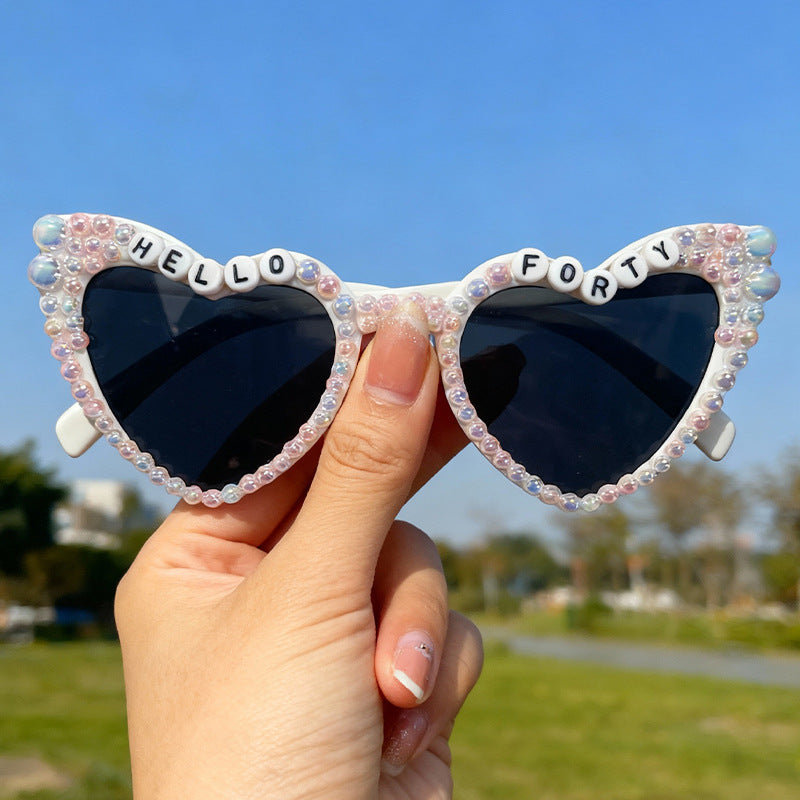 Pearl-Embellished Cat-Eye Sunglasses Bowlift