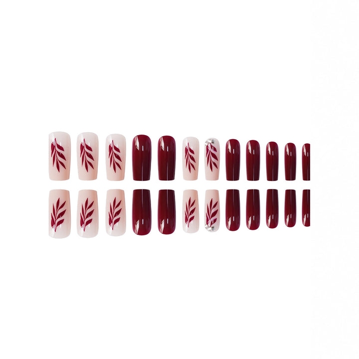 Elegant Leaf-Design Acrylic Nail Art Bowlift