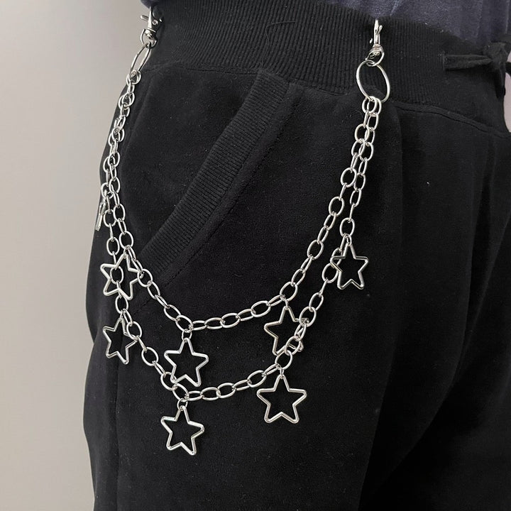 Fashionable chain belt with star pendants Bowlift