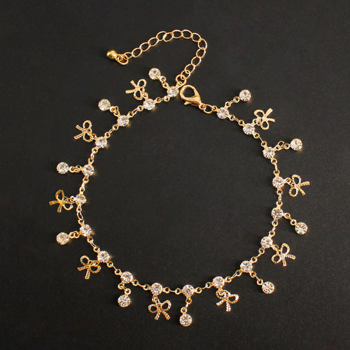 Delicate Crystal Charm Ankle Bracelet Bowlift