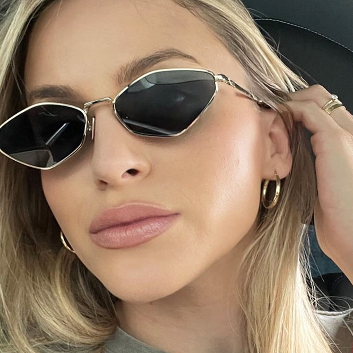 Women's geometric sunglasses with fine metal frame and UV protection Bowlift