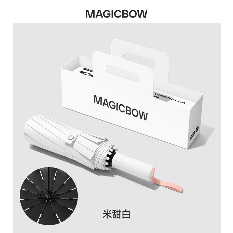 Ladies Automatic Folding Umbrella with Robust Design and Wind Resistance Bowlift