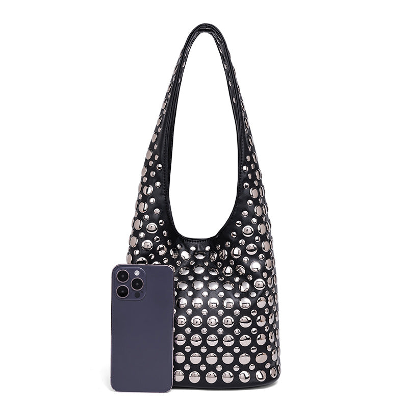 Studded Leather Shoulder Bag Bowlift