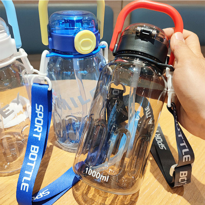 Ladies Sporty Water Bottle with Practical Carrying Strap Bowlift