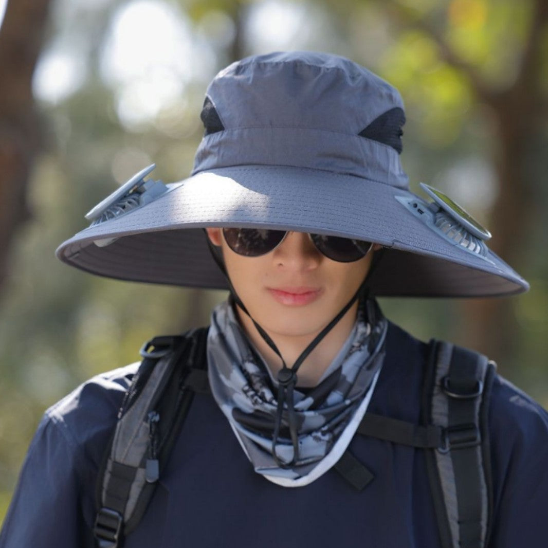 tactical fishing hat with wide brim, mesh ventilation and adjustable chin strap Bowlift