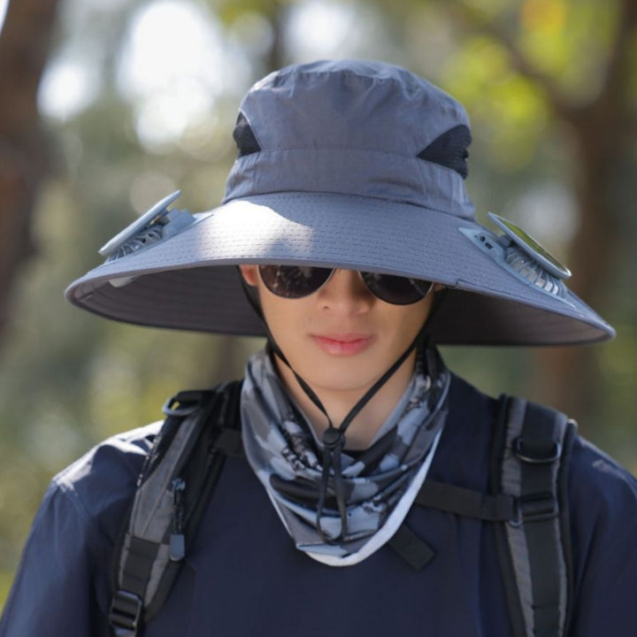 tactical fishing hat with wide brim, mesh ventilation and adjustable chin strap Bowlift