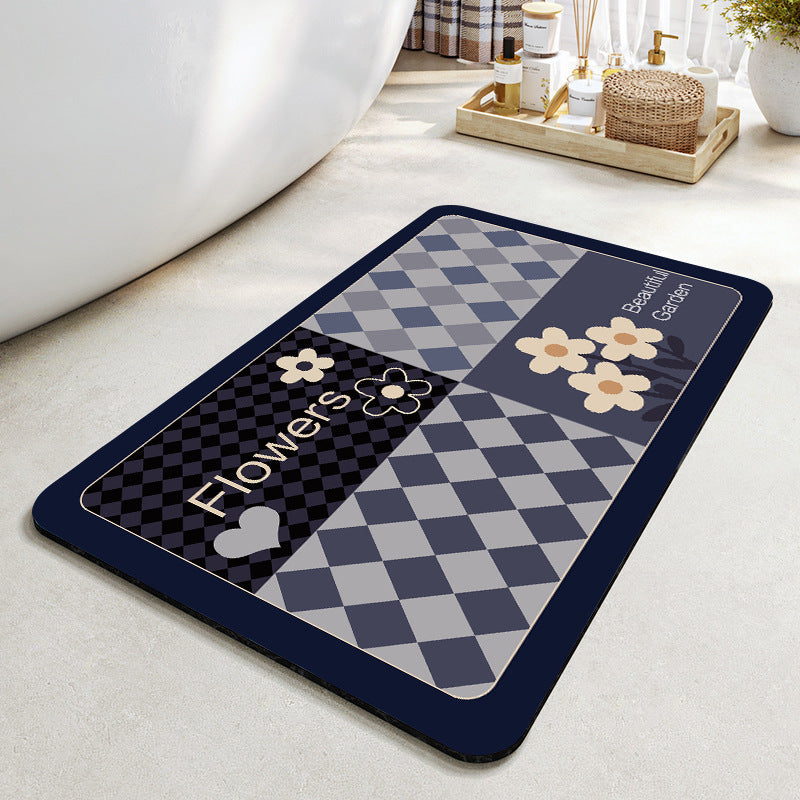 Floral Design Cotton Bath Mat Bowlift
