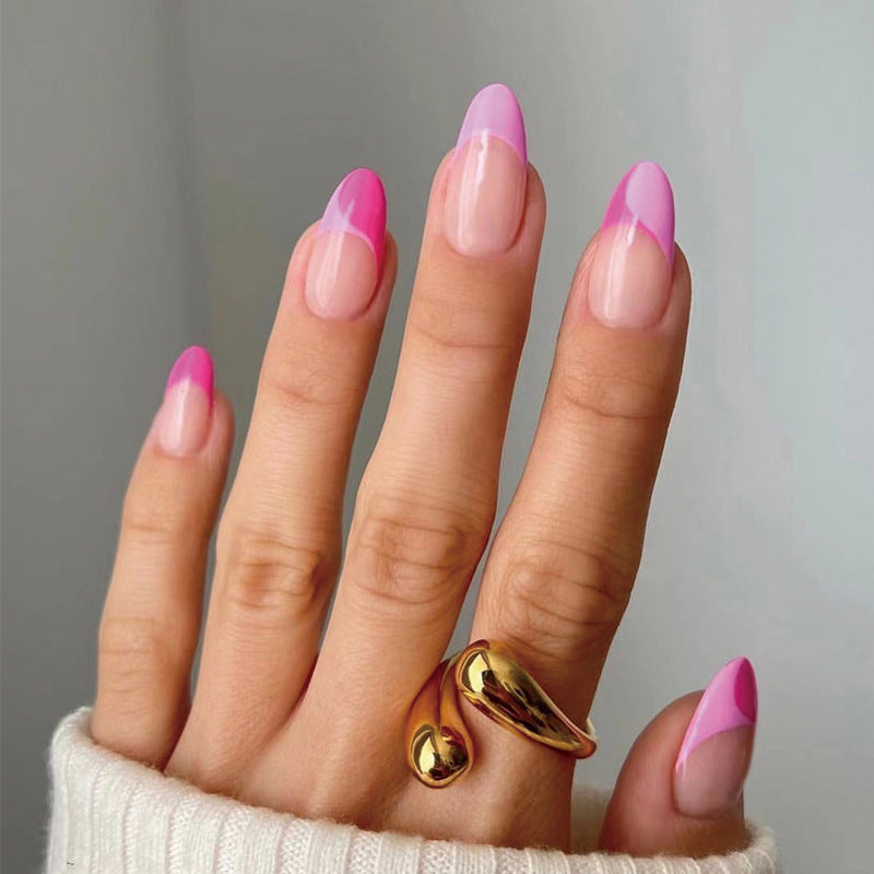 Artificial nail extensions with elegant glitter French tip design Bowlift