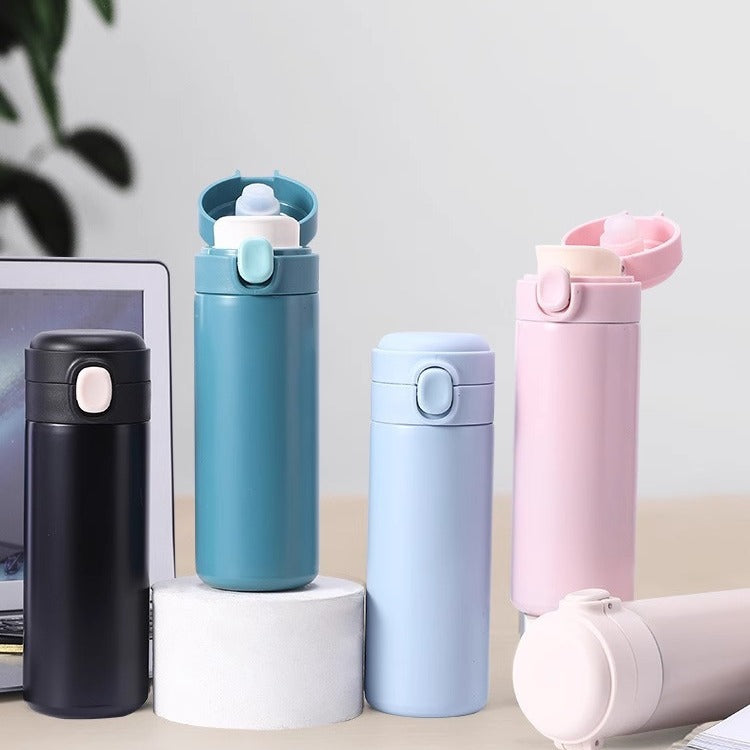 Women's insulated bottle with practical one-handed opening mechanism Bowlift