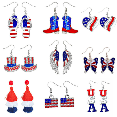Women's earrings in flip-flop design with crystal embellishment and enamel flag motif Bowlift