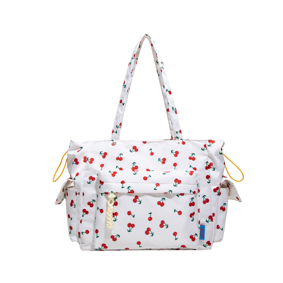 Cherry Print Multi-Pocket Tote Bag Bowlift