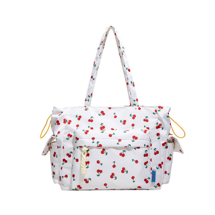 Cherry Print Multi-Pocket Tote Bag Bowlift