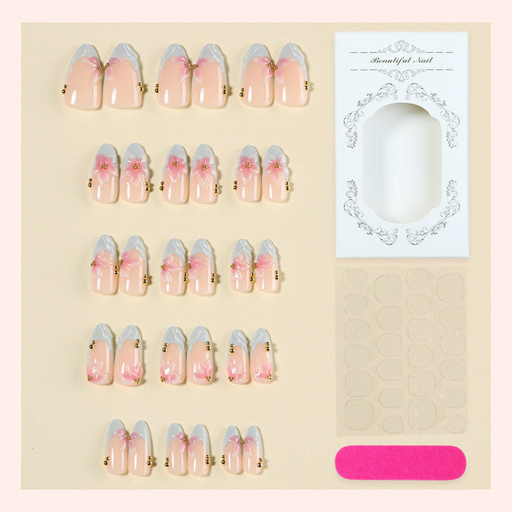 Premium Floral Press-On Nail Set Bowlift