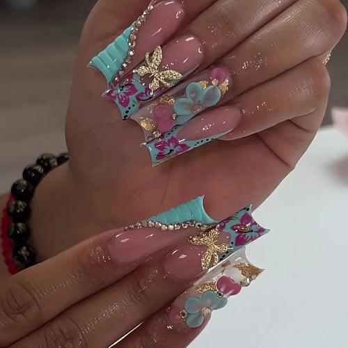 3D Floral Decorative Press-On Nail Art Bowlift