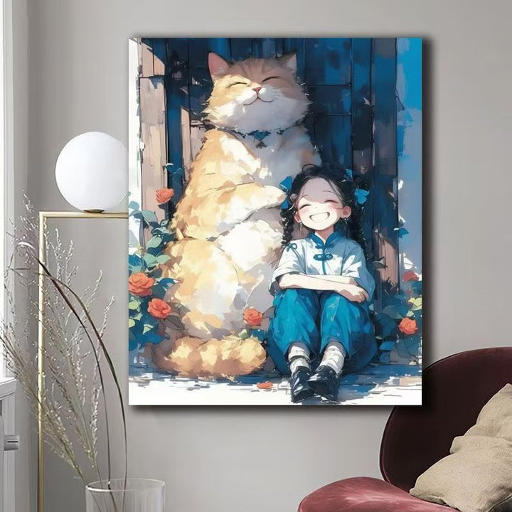 Illustrated Cat-Themed Wall Art Bowlift