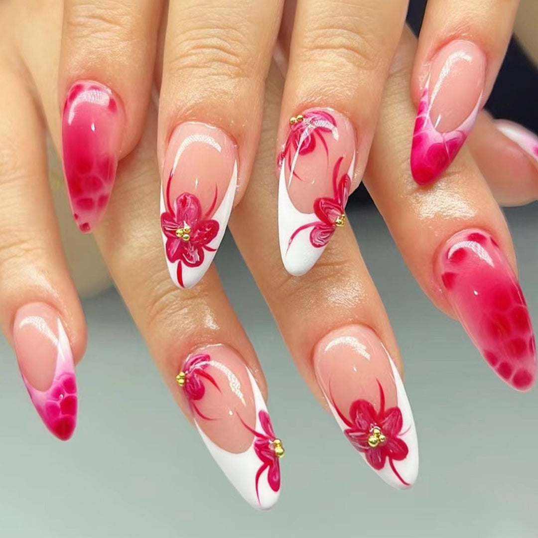 Artistic Floral Stiletto Nail Art Bowlift