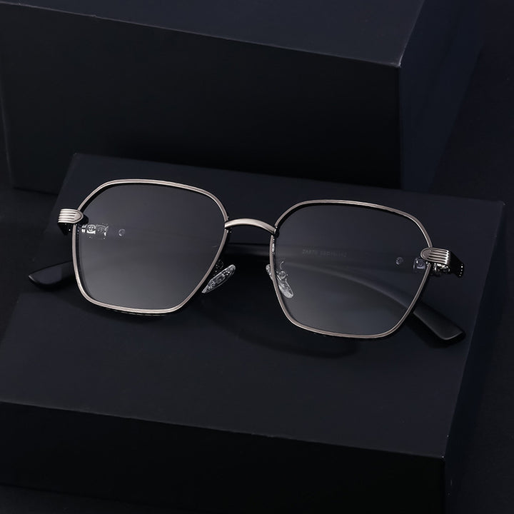 Designer Square Metal-Frame Sunglasses with Gradient Polarized Lenses Bowlift