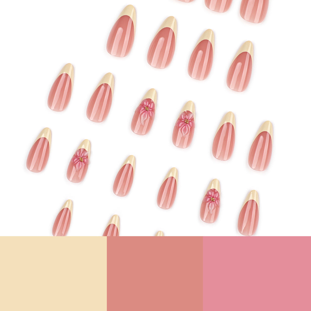 Artful stiletto nails with elegant flower accent Bowlift