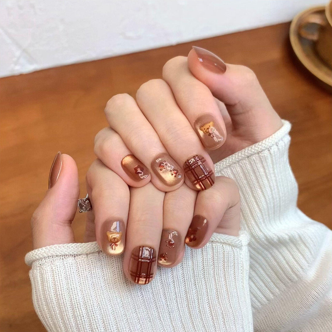 Whimsical Character-Designed Press-On Nail Art Bowlift