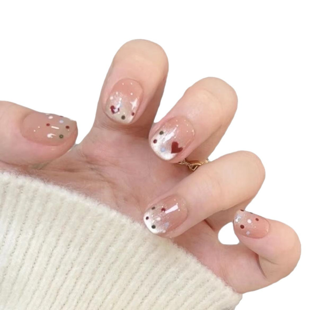 Artistic Heart-Designed Press-On Nail Set Bowlift