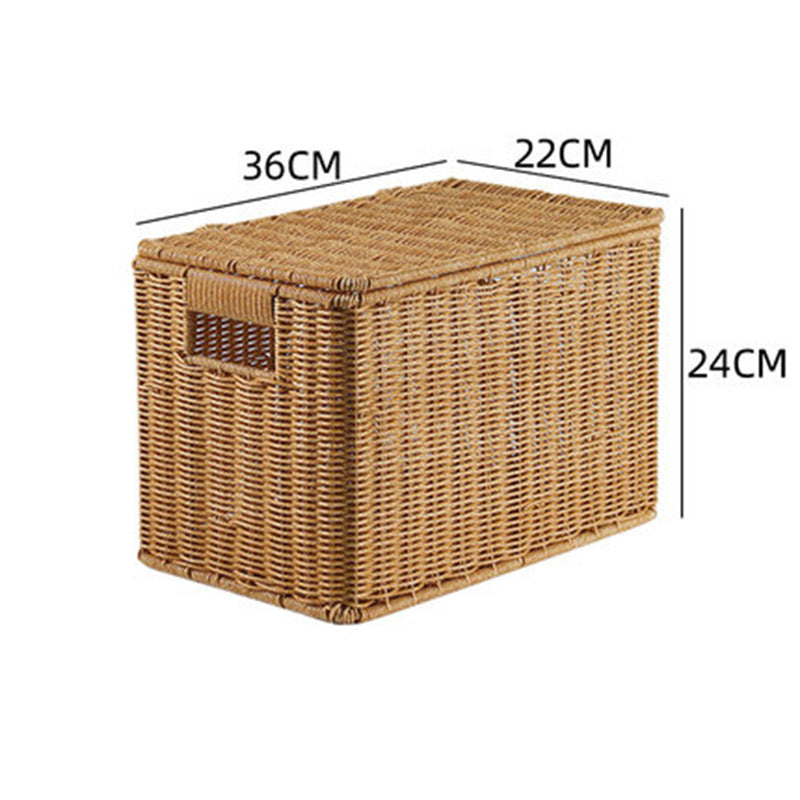 Women's Rectangular Storage Basket with Lid made of Natural Material Bowlift