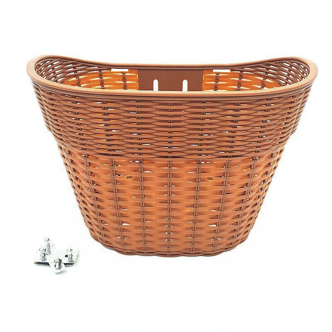 woven rattan style PVC bicycle front basket with quick release mounting Bowlift