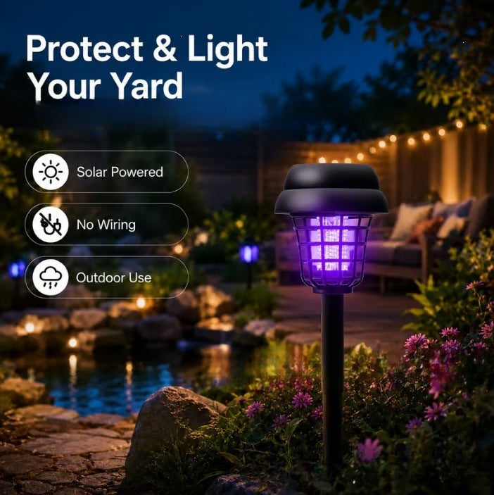 Solar Powered UV Insect Zapper Garden Stake With Integrated Solar Panel And Dusk To Dawn Sensor Bowlift