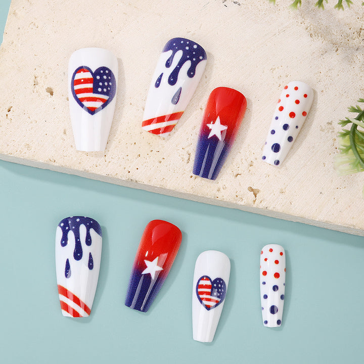 Artificial nails in patriotic heart design Bowlift