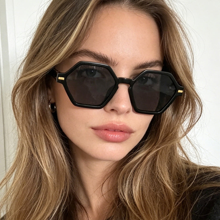 Women's hexagonal sunglasses with fashionable design and UV protection Bowlift