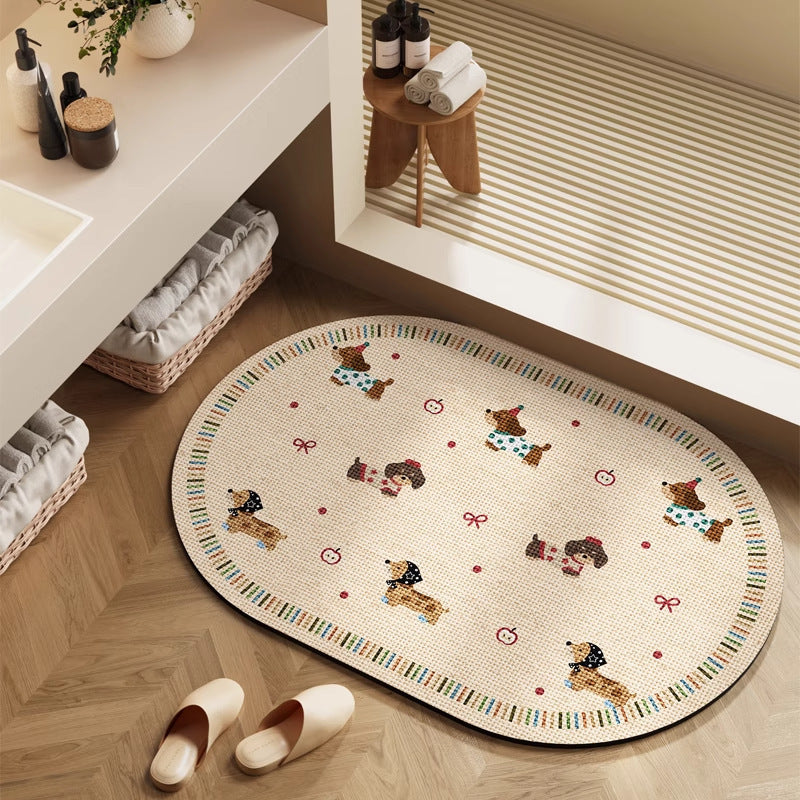 Playful Cartoon Character Bath Mat