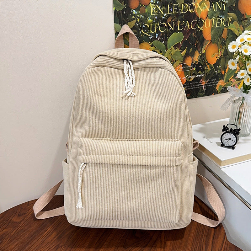 Corduroy Textured Drawstring Backpack