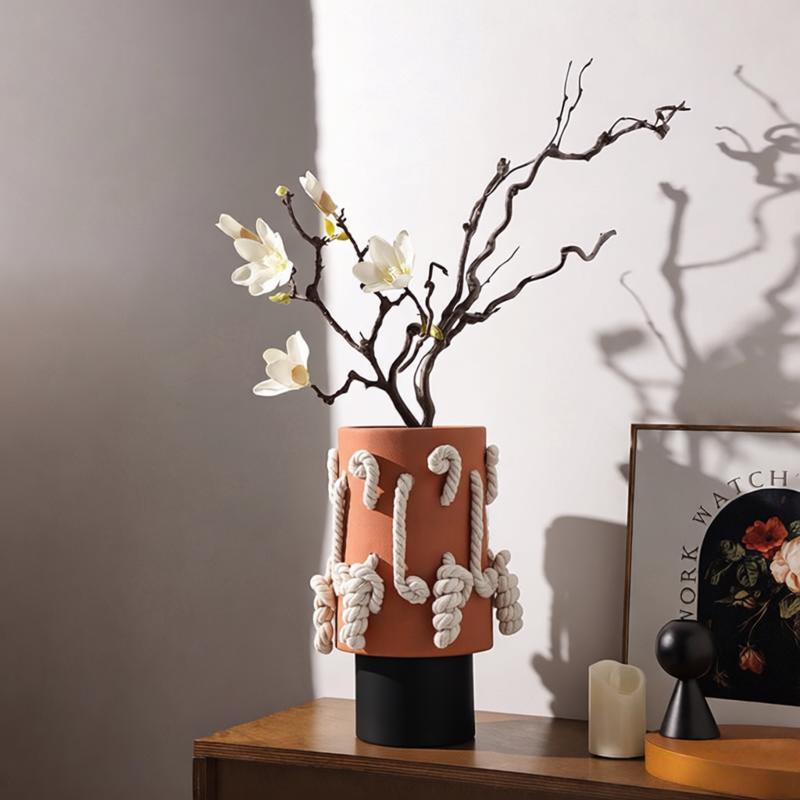 Decorative Rope-Trimmed Planter