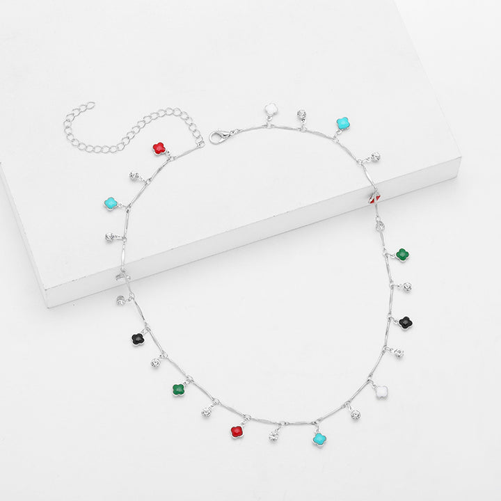 Floral Charm Silver Necklace Bowlift