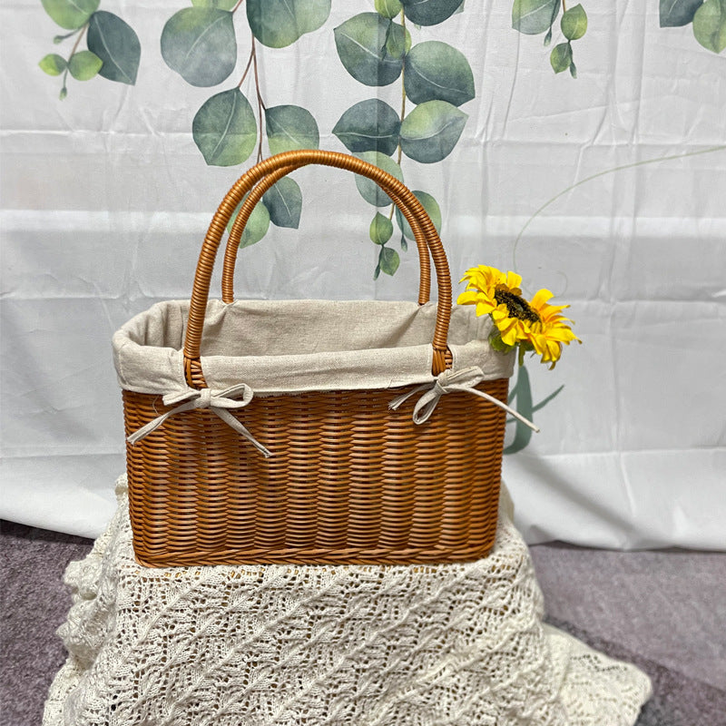 Handcrafted Woven Storage Basket with Liner Bowlift