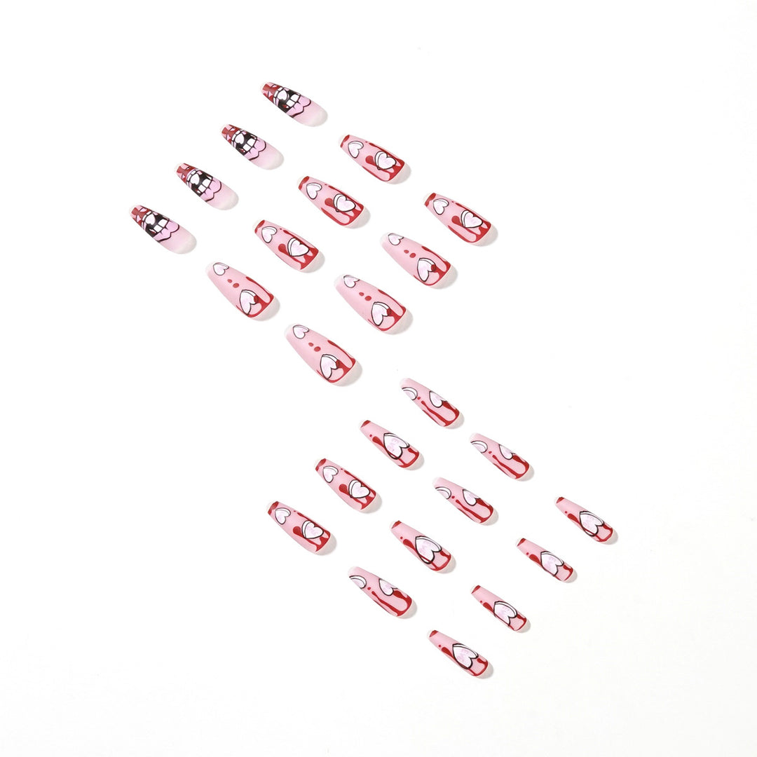 Artificial nail art with heart-shaped design and matte finish Bowlift