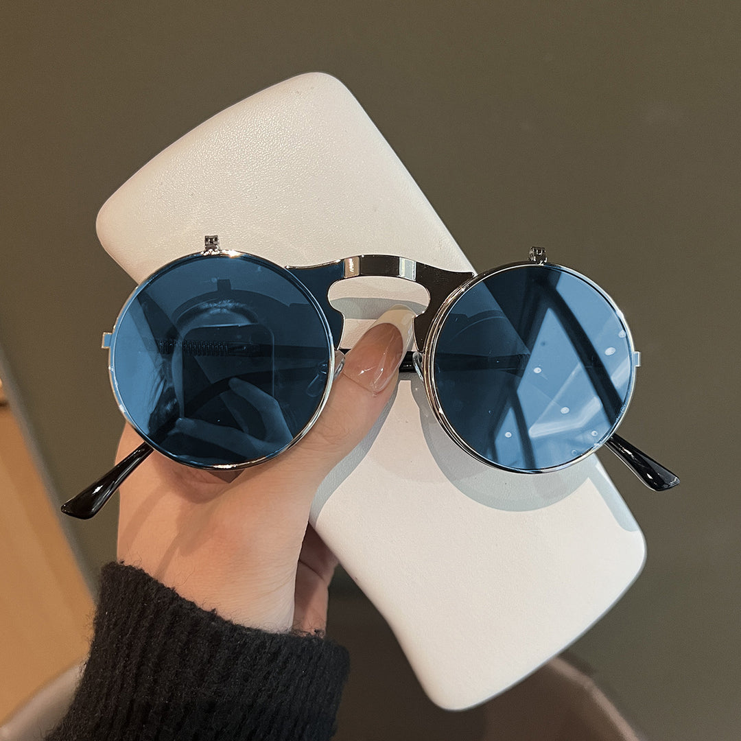 Ladies Round Designer Sunglasses with Innovative Frame Bowlift