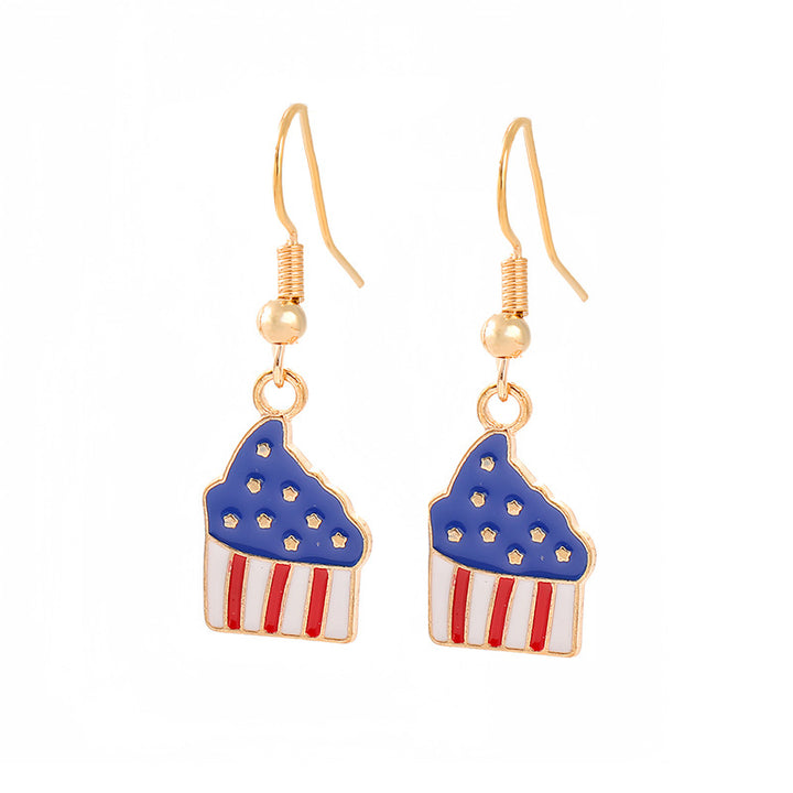 Women's nan patriotic horseshoe enamel dangle earrings with star-accented design and fishhook findings Bowlift