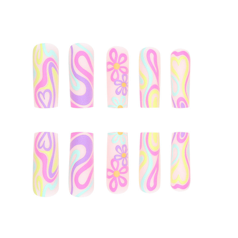 Artistic Abstract Long Press-On Nails Bowlift