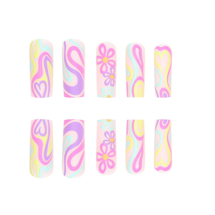 Artistic Abstract Long Press-On Nails Bowlift