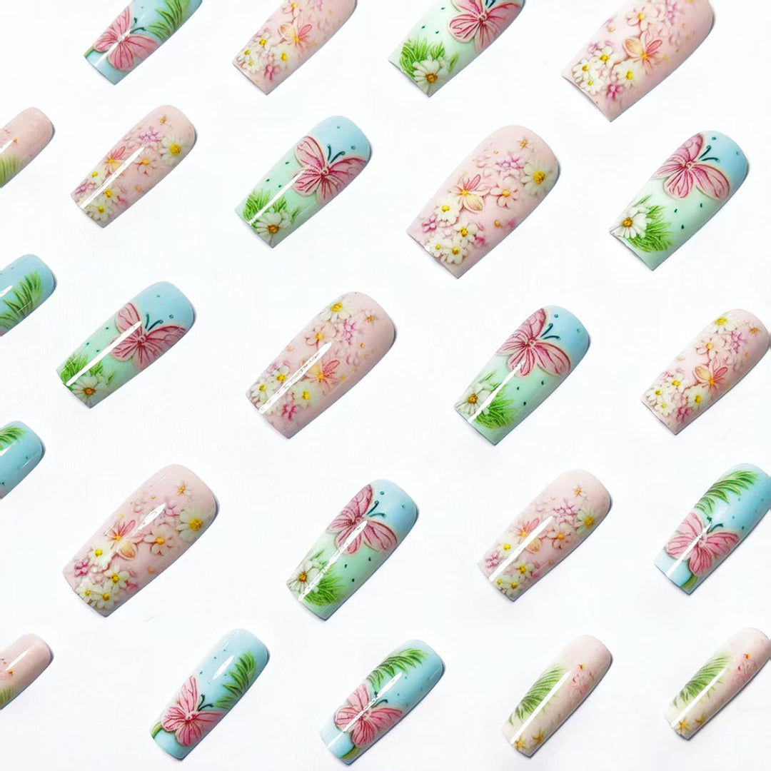 Creative Flower and Butterfly Art Nails Bowlift