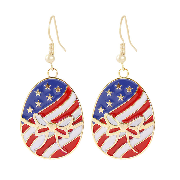 Ladies enamel earrings horseshoe with star stripe motif Bowlift