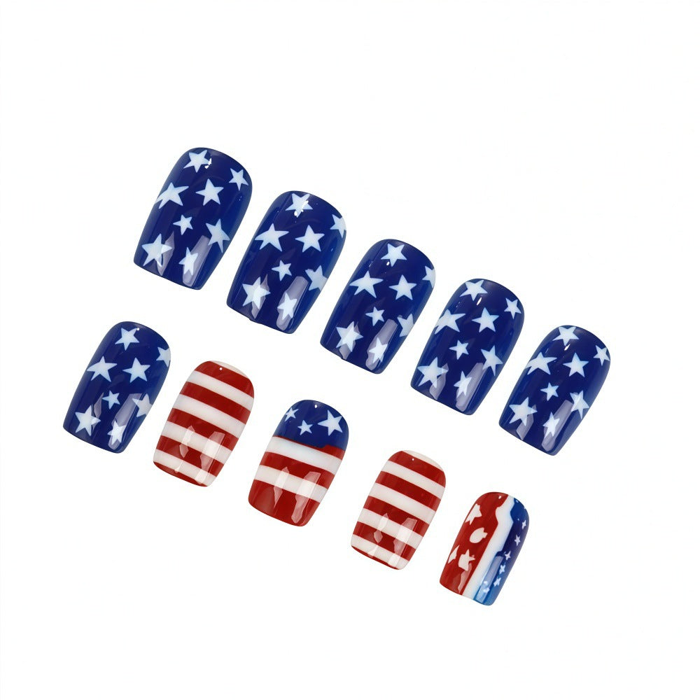 Creative artistic nails in patriotic design Bowlift