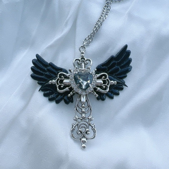Angel Wing Heart Pendant Necklace Bowlift
